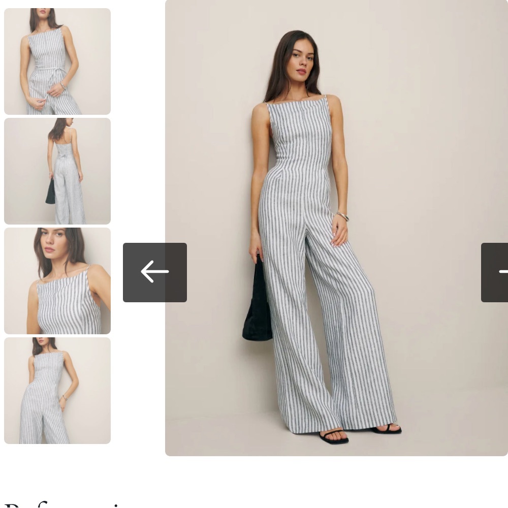 Reformation Ciara linen jumpsuit in Antibes Stripe size 4. NWT